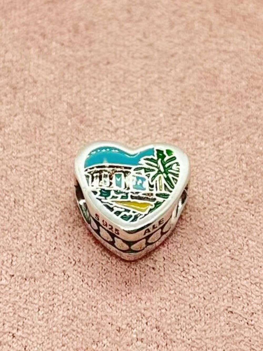 Pandora Marco Island Florida Heart Bead Charm